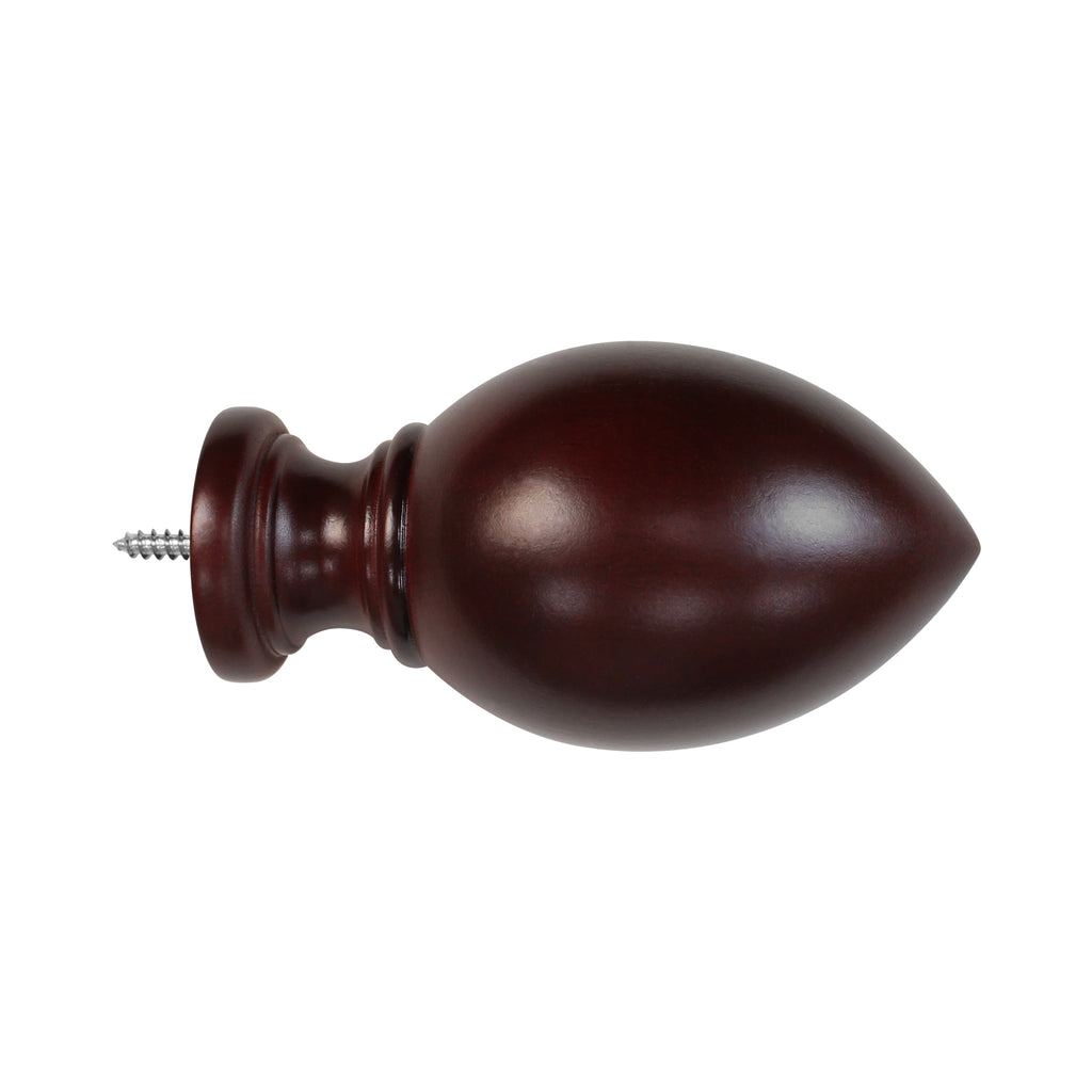Wood Egg Finials in White/Mahogany for 1-3/8 in. pole (2-Pack)