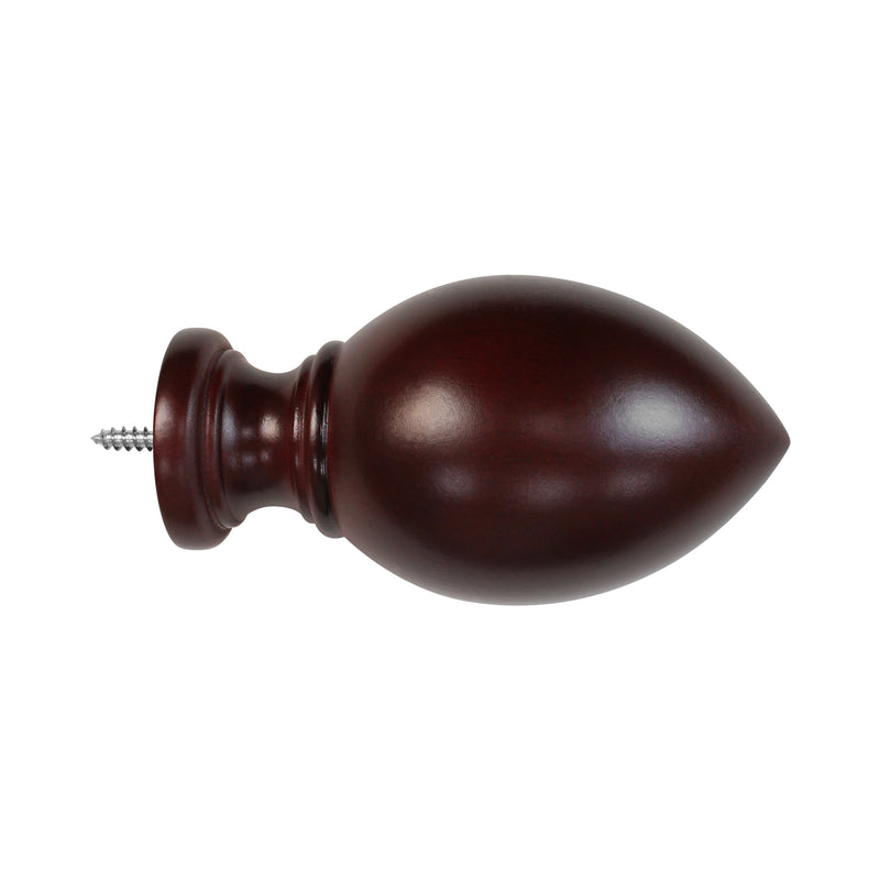 Wood Egg Finials in White/Mahogany for 1-3/8 in. pole (2-Pack)