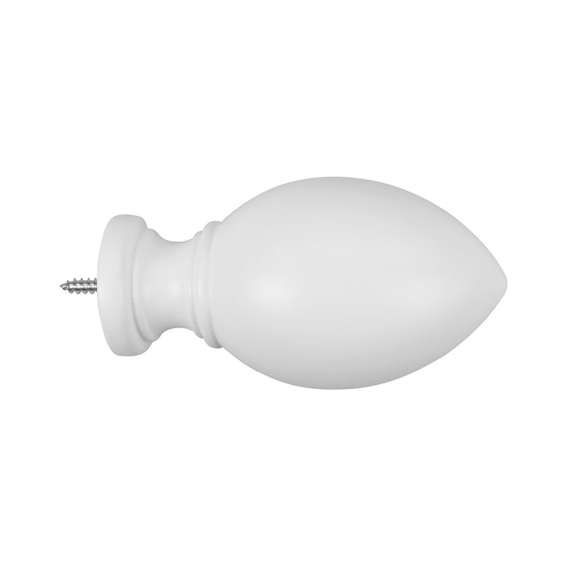 Wood Egg Finials in White/Mahogany for 1-3/8 in. pole (2-Pack)