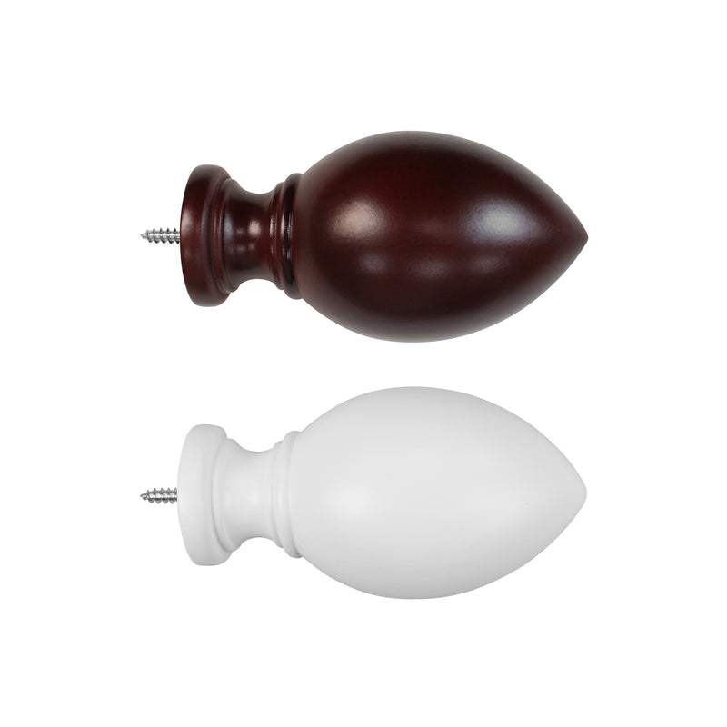 Wood Egg Finials in White/Mahogany for 1-3/8 in. pole (2-Pack)