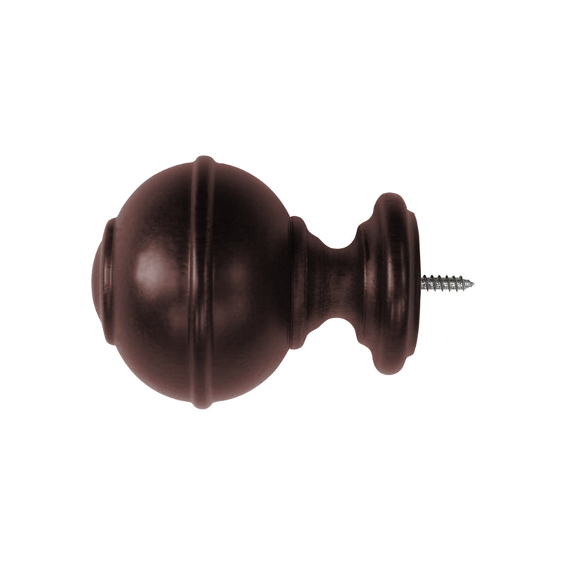 Wood Knob Finials in White/Heritage Oak/Mahogany for 1-3/8 in. pole (2-Pack)
