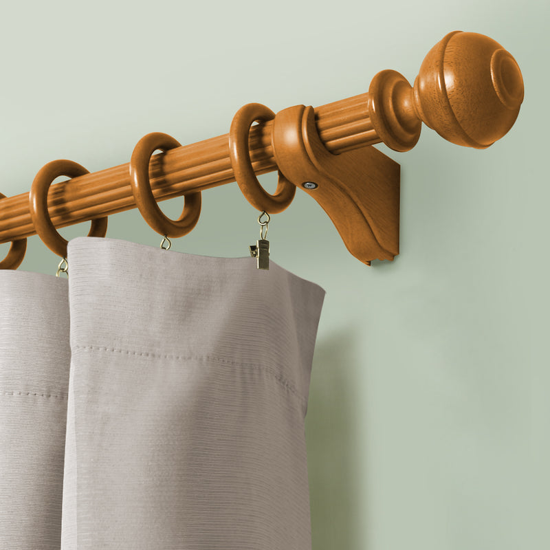 Wood Knob Finials in White/Heritage Oak/Mahogany for 1-3/8 in. pole (2-Pack)
