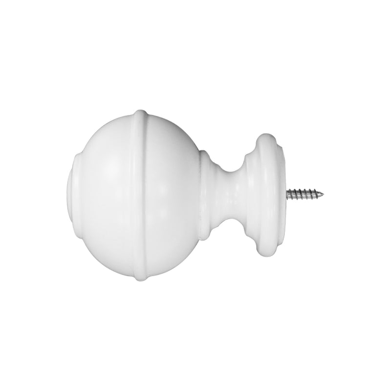 Wood Knob Finials in White/Heritage Oak/Mahogany for 1-3/8 in. pole (2-Pack)