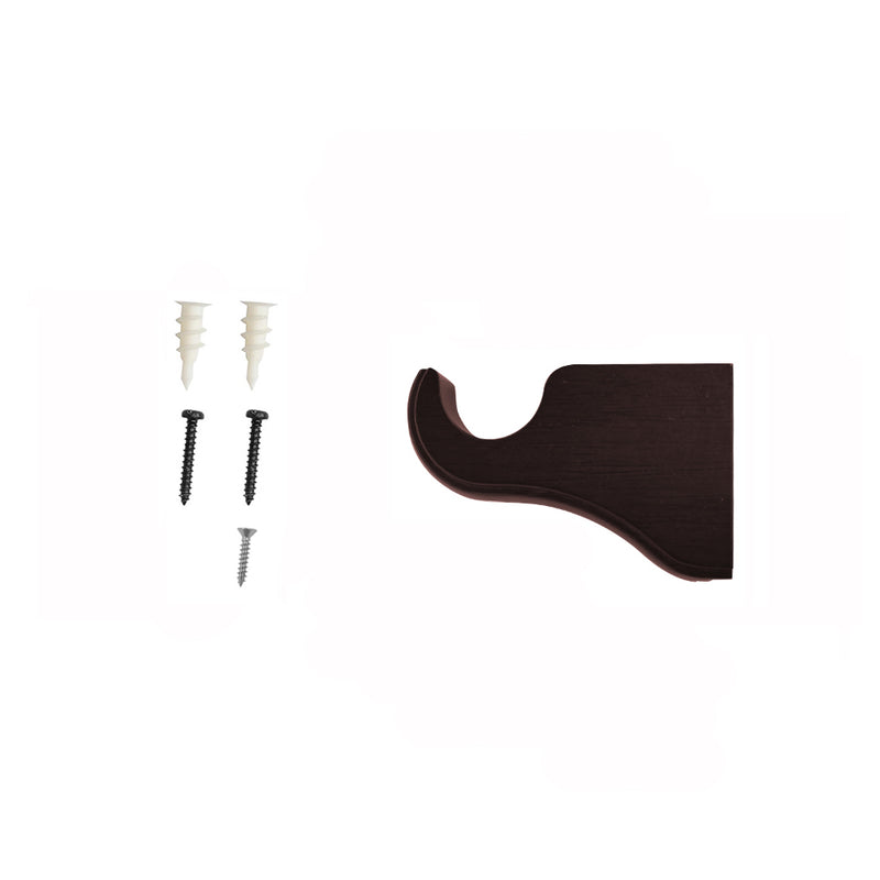 Wood Single Curtain Rod Bracket in White/Heritage Oak/Mahogany for 1-3/8 in. pole