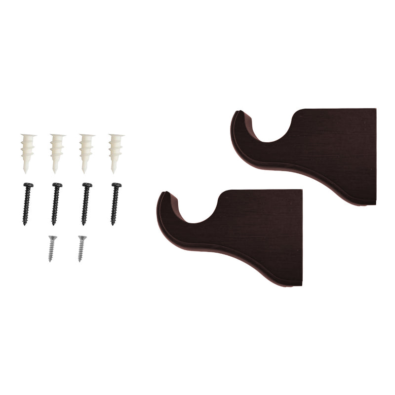 Wood Single Curtain Rod Bracket in White/Heritage Oak/Mahogany for 1-3/8 in. pole