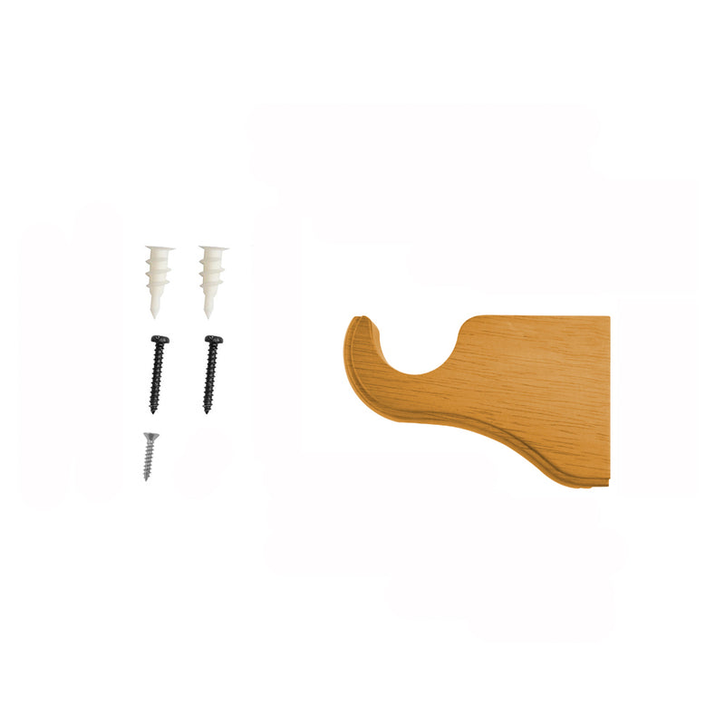 Wood Single Curtain Rod Bracket in White/Heritage Oak/Mahogany for 1-3/8 in. pole