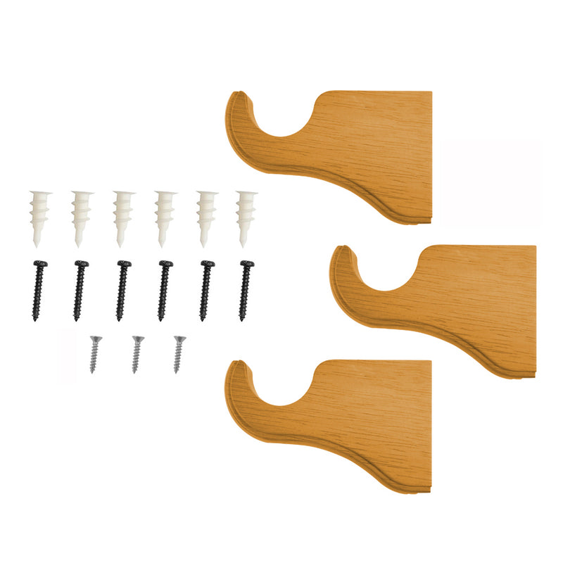 Wood Single Curtain Rod Bracket in White/Heritage Oak/Mahogany for 1-3/8 in. pole
