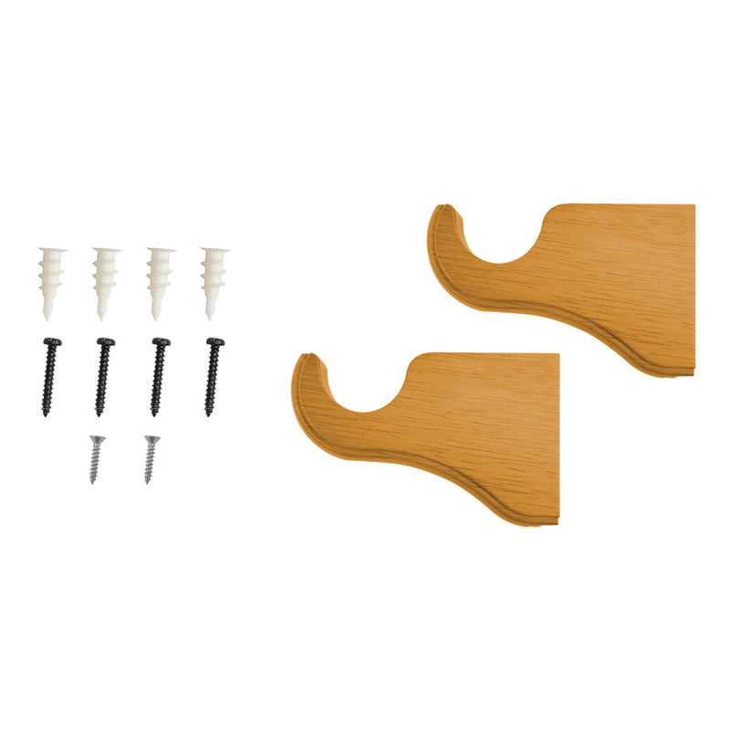 Wood Single Curtain Rod Bracket in White/Heritage Oak/Mahogany for 1-3/8 in. pole