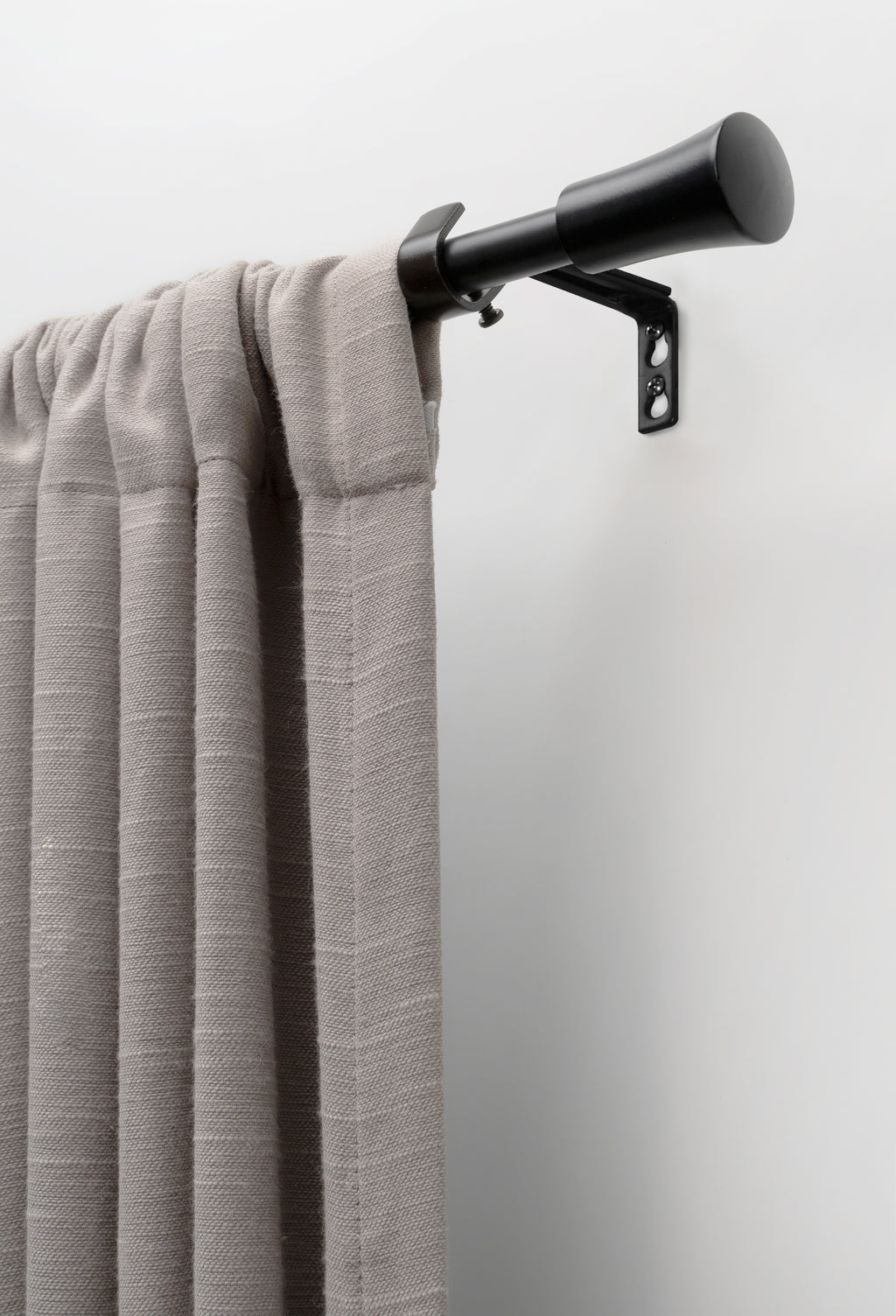3/4" Drapery Single Curtain Rod Set with Cylinder Finials_Matte Black
