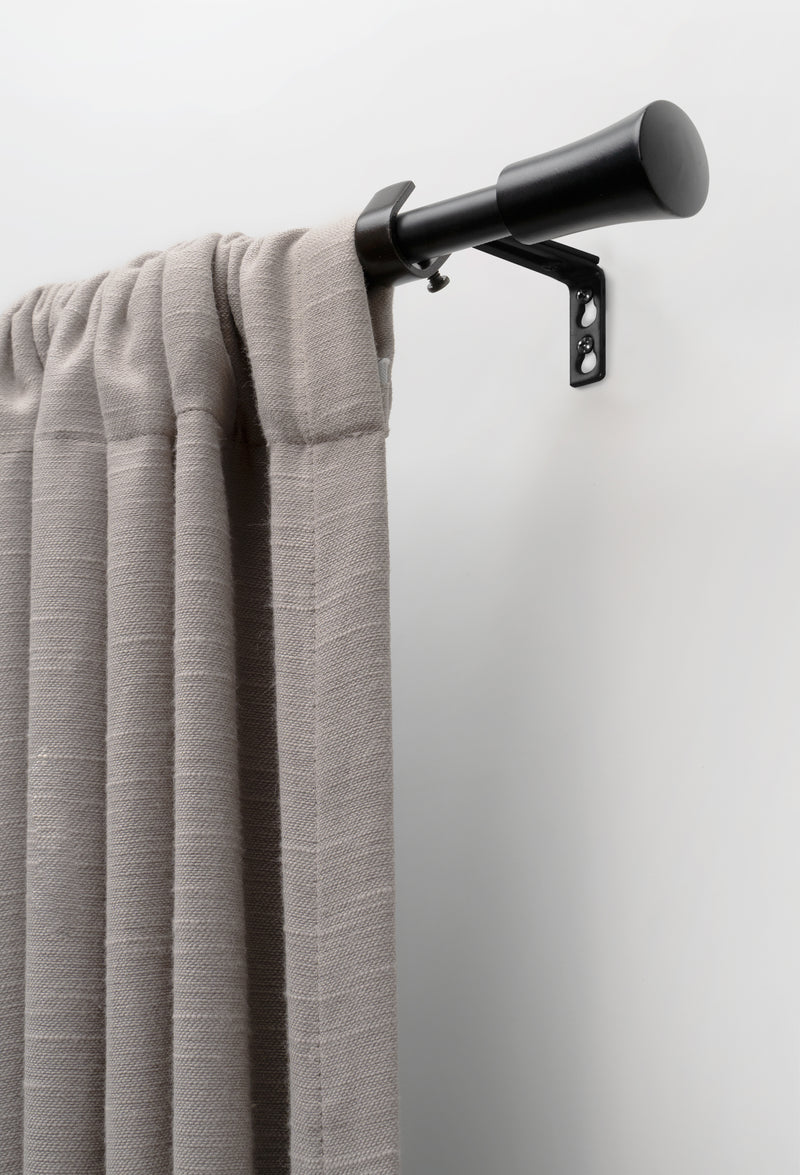 3/4" Drapery Single Curtain Rod Set with Cylinder Finials_Matte Black