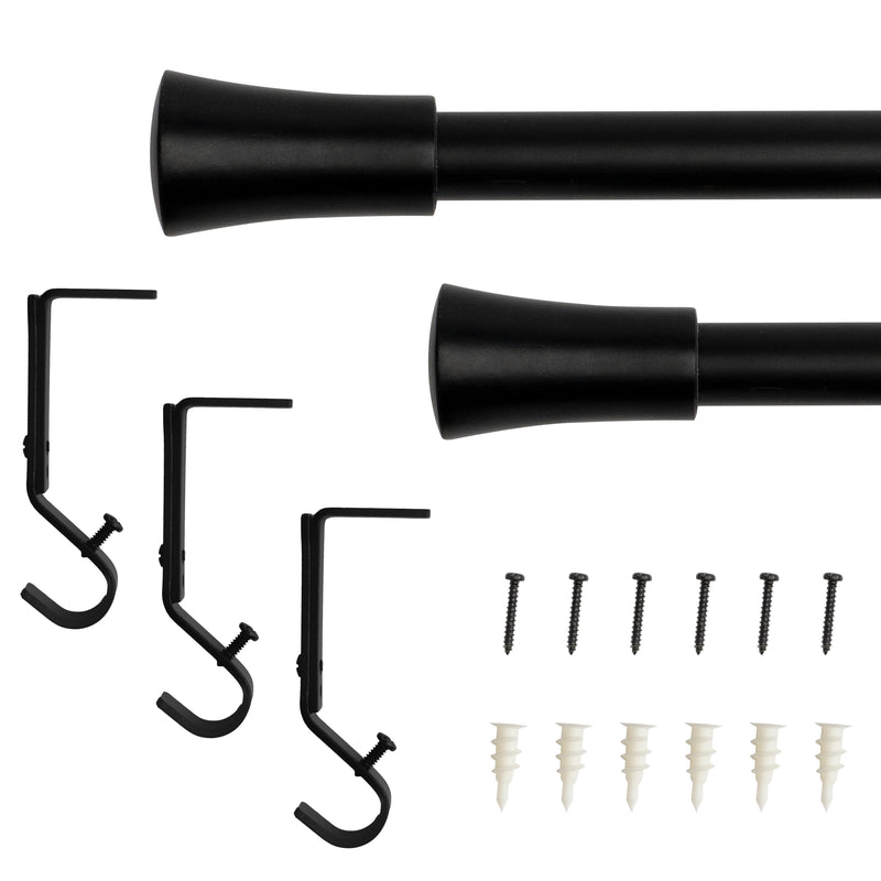 3/4" Drapery Single Curtain Rod Set with Cylinder Finials_Matte Black
