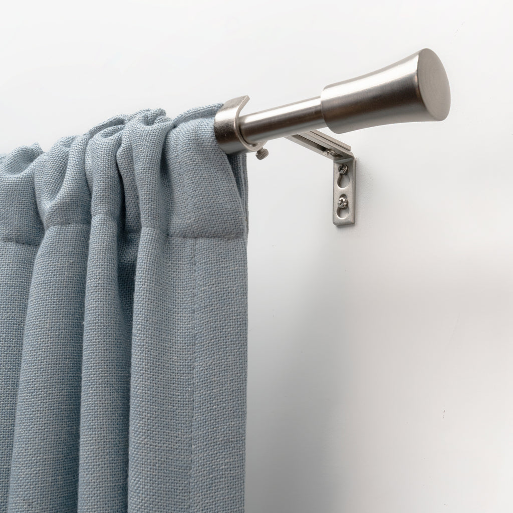 3/4" Drapery Single Curtain Rod Set with Cylinder Finials_Brushed Nickel