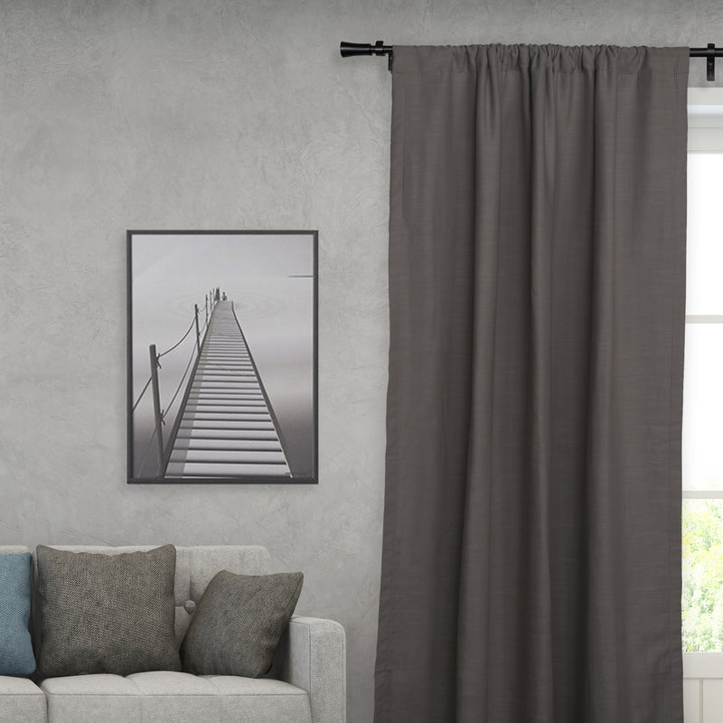 3/4" Drapery Single Curtain Rod Set with Cylinder Finials_Matte Black