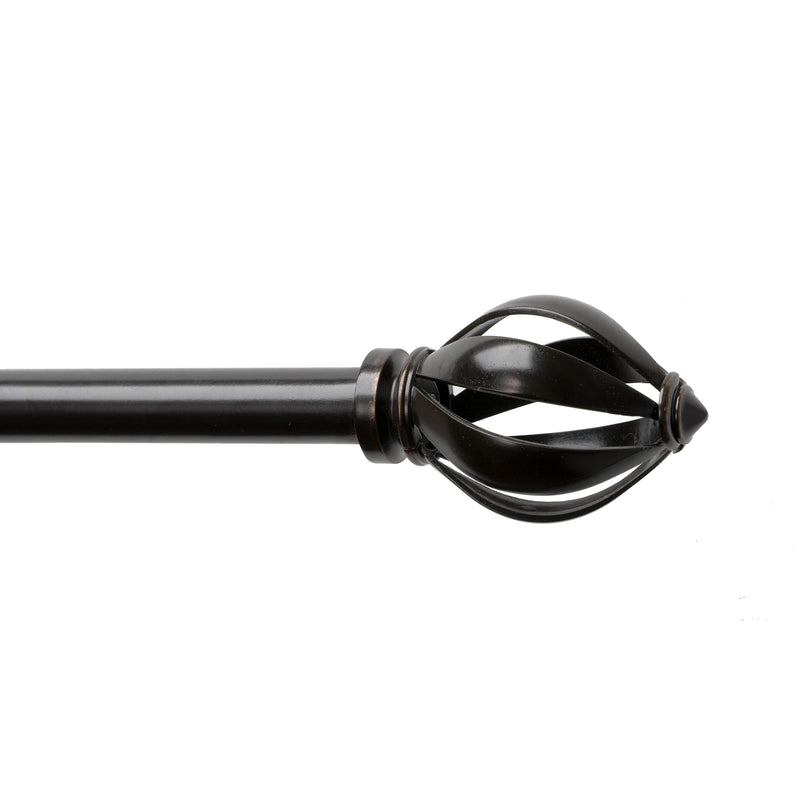 3/4" Drapery Single Curtain Rod Set with Acorn Cage Finials_Oil Rubbed Bronze