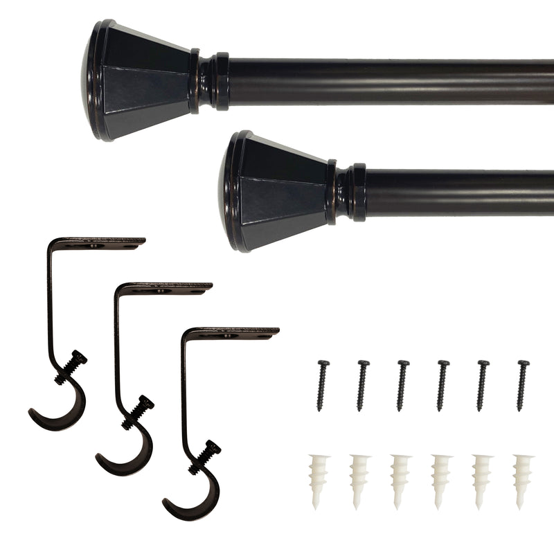 5/8" Drapery Single Curtain Rod Set with Trumpet Finials_Oil Rubbed Bronze