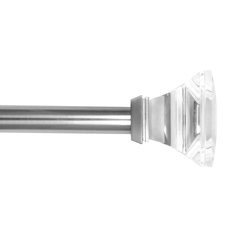 1"dia. Acrylic/Glass Faceted Square Curtain Rod, Brushed Nickel, 36-72" & 72-144"