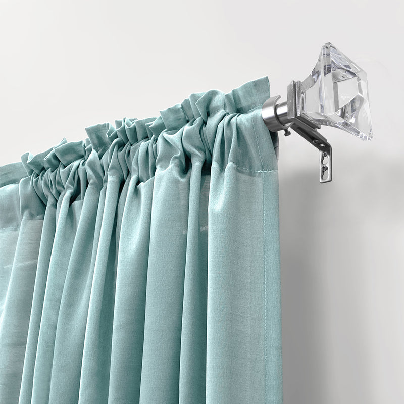 1"dia. Acrylic/Glass Faceted Square Curtain Rod, Brushed Nickel, 36-72" & 72-144"