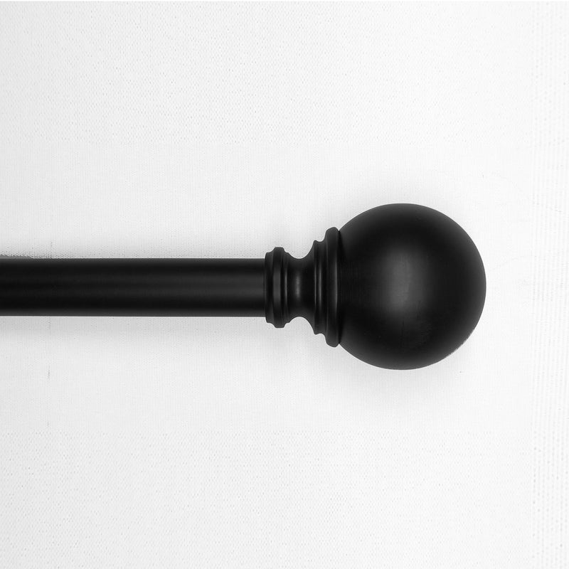 1" Metal Ball Curtain Rod, Matte Black, 36-72" & 72-144"