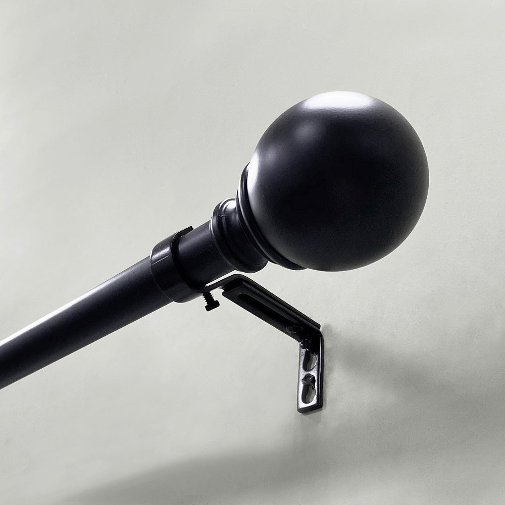 1" Metal Ball Curtain Rod, Matte Black, 36-72" & 72-144"