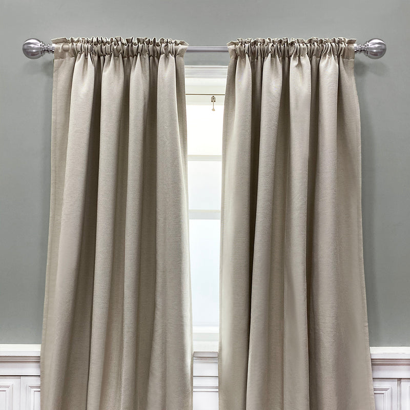 1" Metal Ball Curtain Rod, Brushed Nickel, 36-72" & 72-144"
