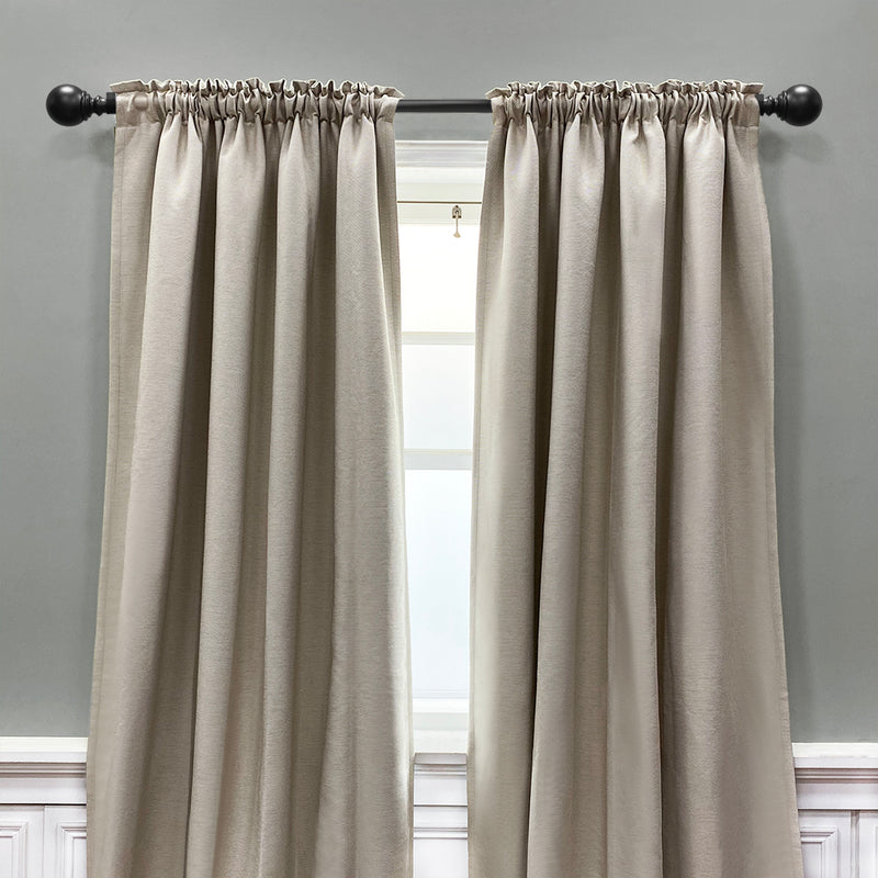 1" Metal Ball Curtain Rod, Matte Black, 36-72" & 72-144"