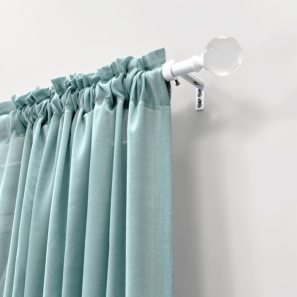 3/4" Single Curtain Rod Set with Acrylic Ball Finials_White/Brushed Nickel