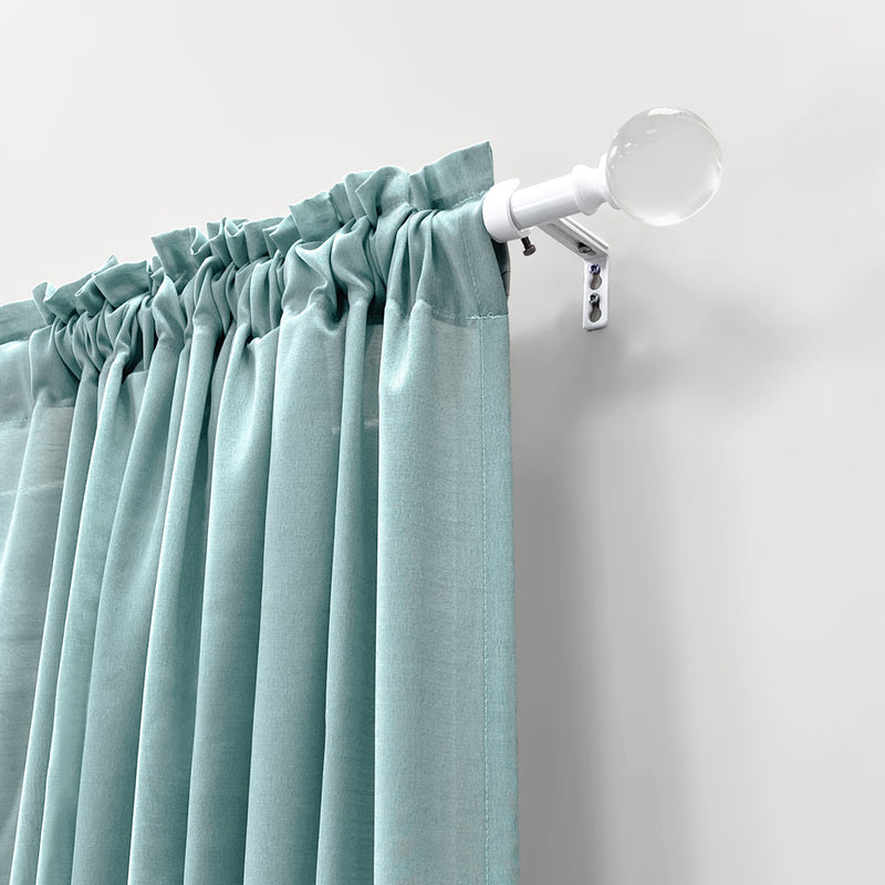 3/4" Single Curtain Rod Set with Acrylic Ball Finials_White/Brushed Nickel