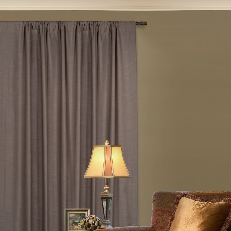 3/4" Single Curtain Rod Set with Maple Wood Cylinder Finials_Matte Black