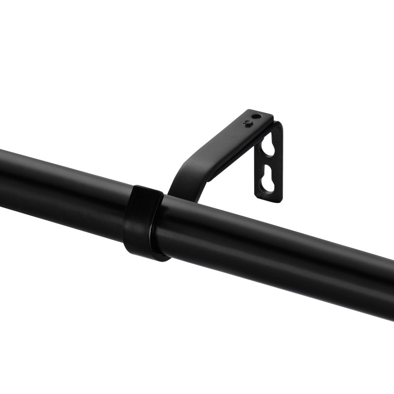 3/4" Single Curtain Rod Set with Maple Wood Cylinder Finials_Matte Black