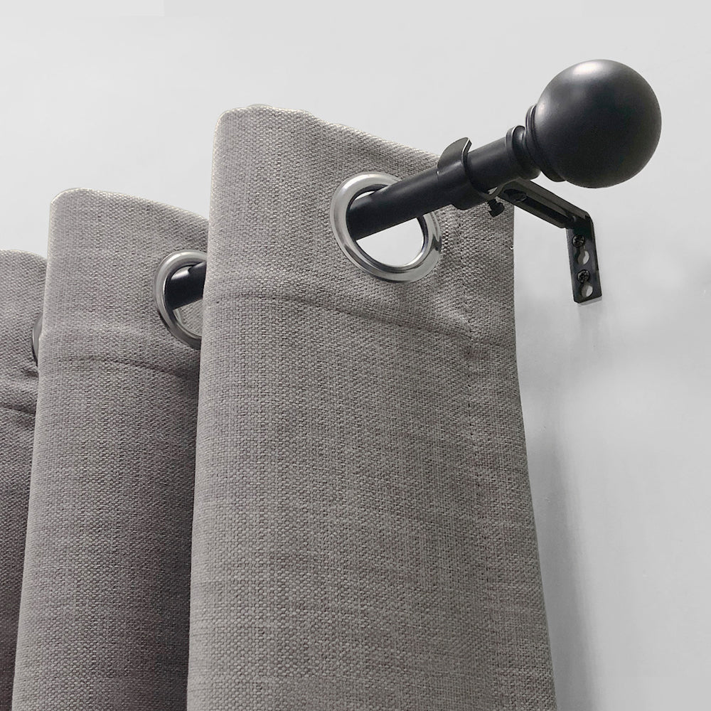 3/4" Single Curtain Rod Set with Sphere Finials_Matte Black