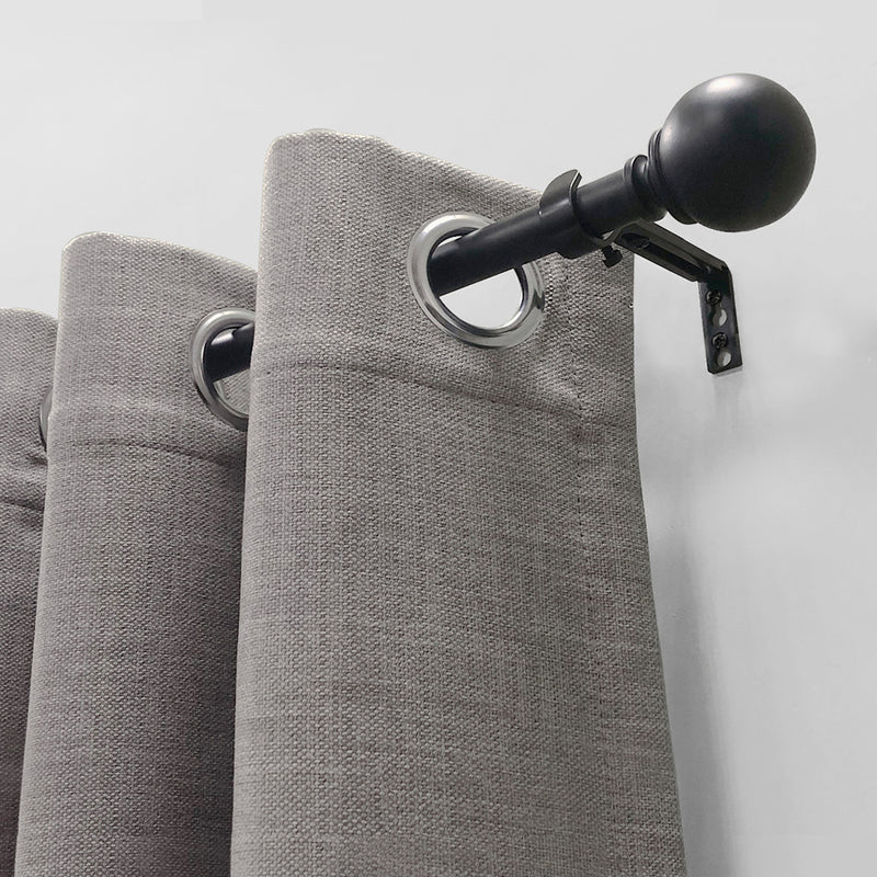 3/4" Single Curtain Rod Set with Sphere Finials_Matte Black