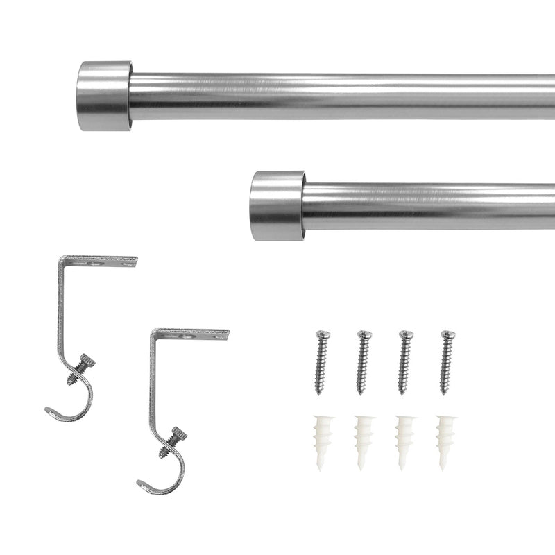 5/8" Single Curtain Rod Set with End Cap Finials_Brushed Nickel/Matte Black