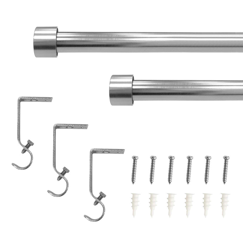 5/8" Single Curtain Rod Set with End Cap Finials_Brushed Nickel/Matte Black