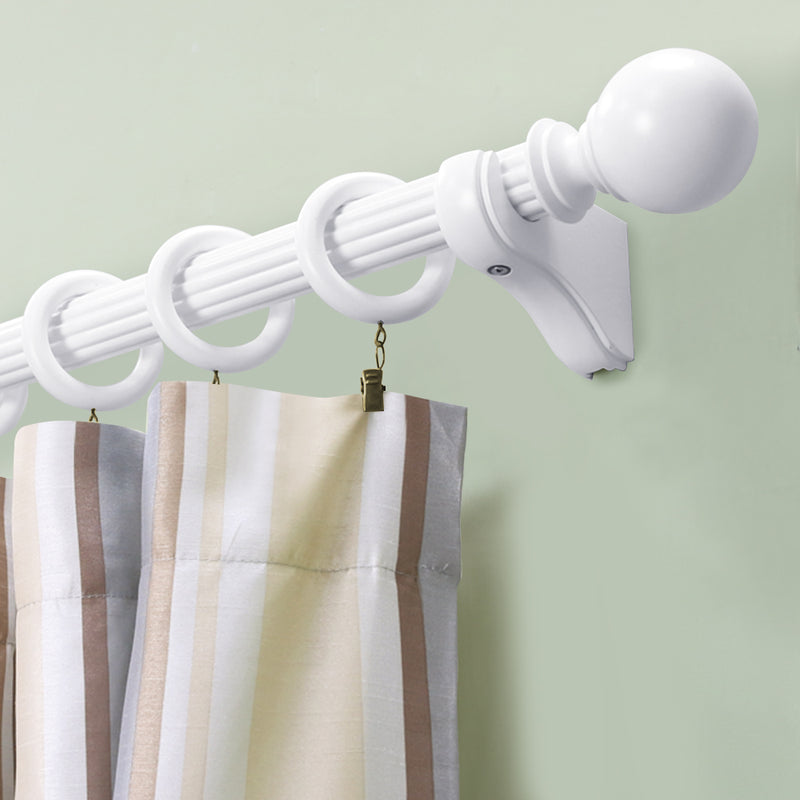 (4FT & 6FT & 8FT) 1-3/8 in. Wood Single Curtain Rod in White/Heritage Oak/Mahogany