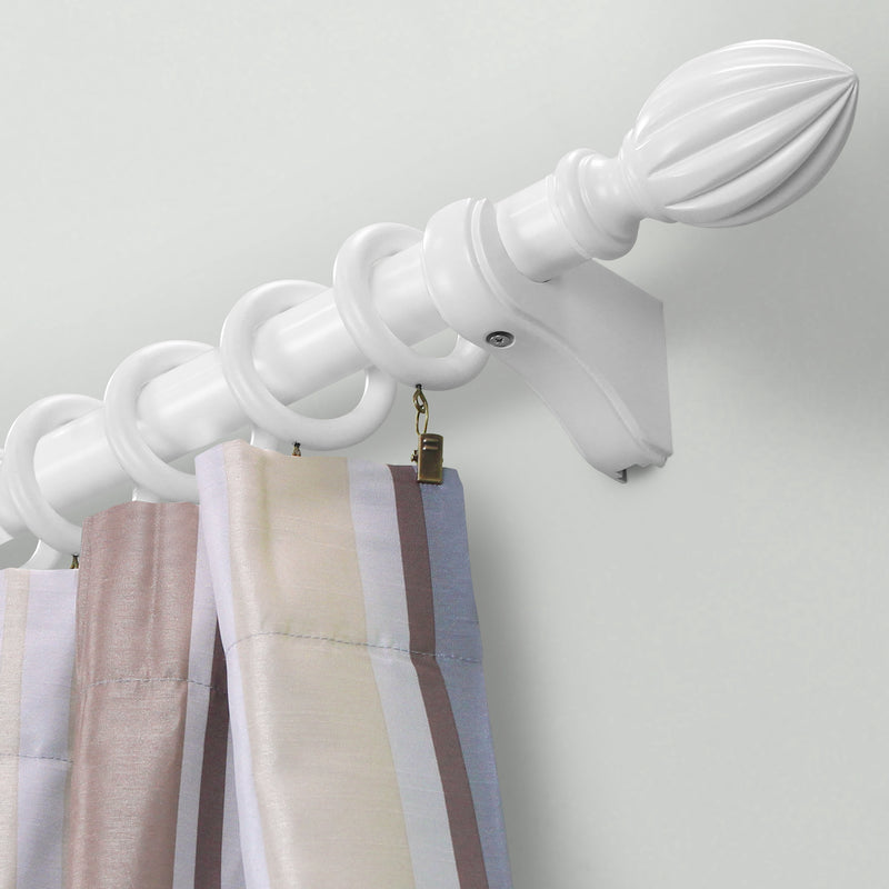 (4FT & 6FT & 8FT) 1-3/8 in. Wood Single Smooth Curtain Rod in White