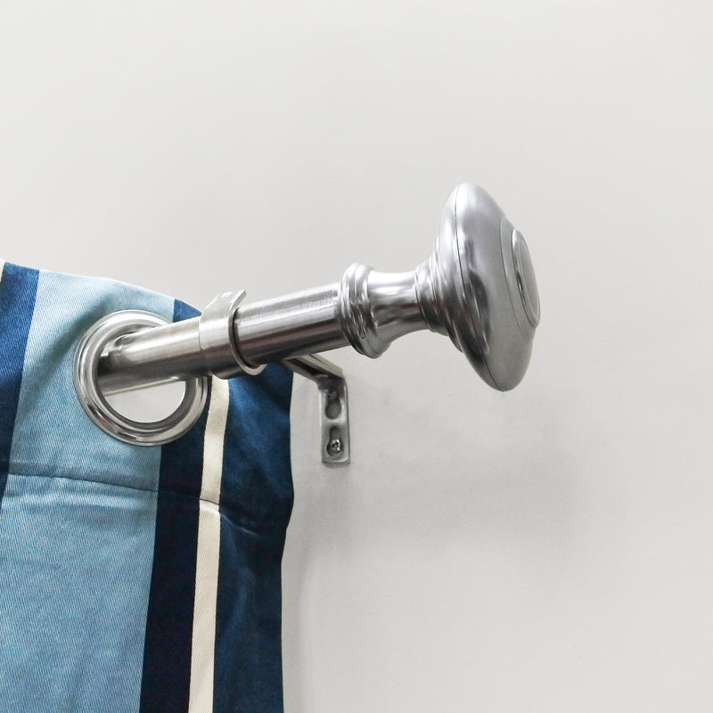 1" Drapery Single Curtain Rod Set with Traditional Finials _Brushed Nickel