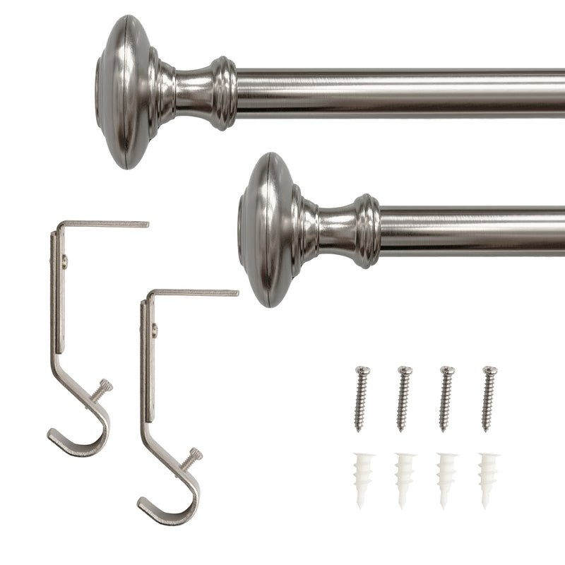 1" Drapery Single Curtain Rod Set with Traditional Finials _Brushed Nickel
