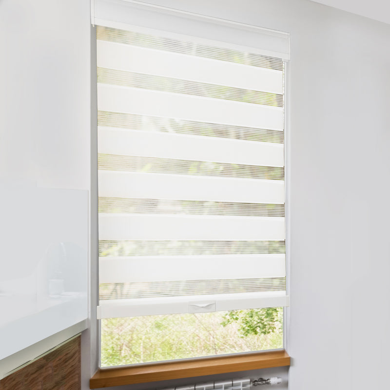 Cordless Light-Filtering Zebra Blinds_White
