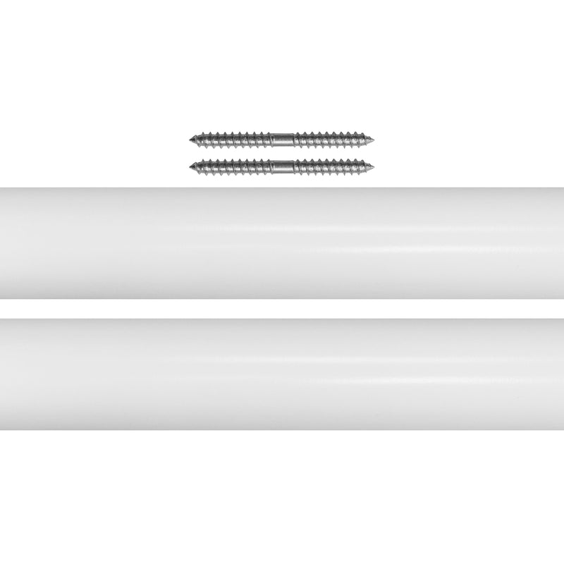 (4FT & 6FT & 8FT) 1-3/8 in. Wood Single Smooth Curtain Rod in White