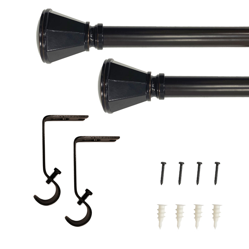 5/8" Drapery Single Curtain Rod Set with Trumpet Finials_Oil Rubbed Bronze