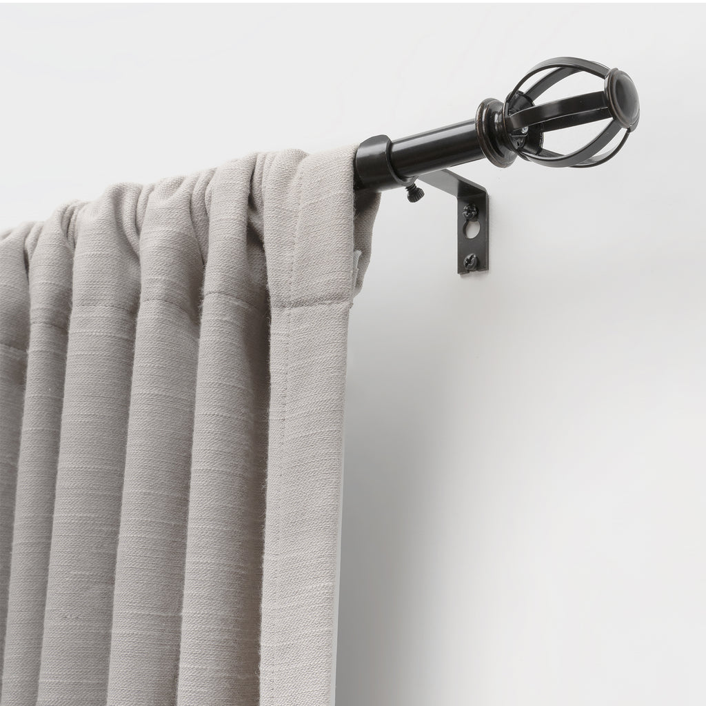 5/8" Drapery Single Curtain Rod Set with Cage Ball Finials_Oil Rubbed Bronze