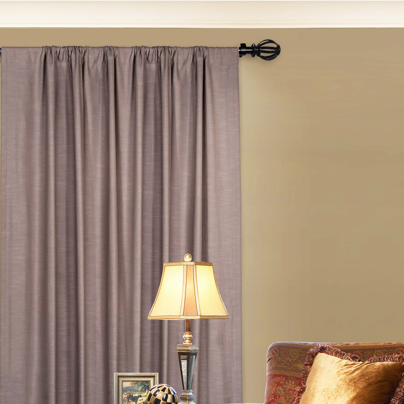 5/8" Drapery Single Curtain Rod Set with Cage Ball Finials_Oil Rubbed Bronze