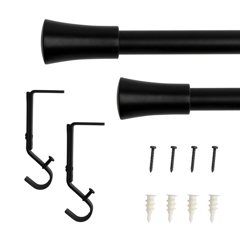 3/4" Drapery Single Curtain Rod Set with Cylinder Finials_Matte Black