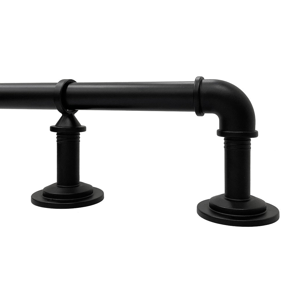 1" Metal Industrial Pipe Curtain Rod, Matte Black/Antique Pewter, 36-72" & 72-144"