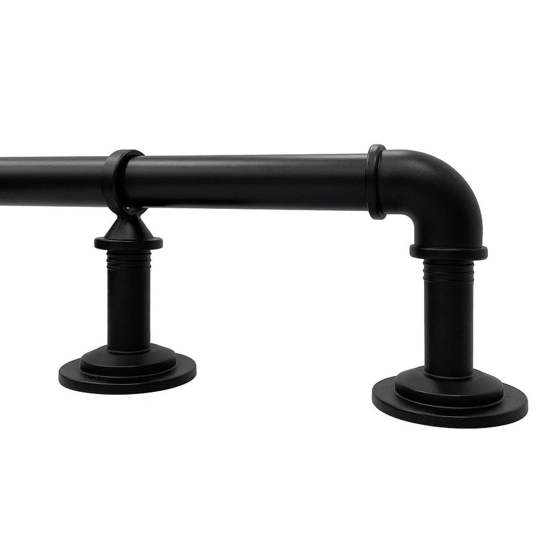 1" Metal Industrial Pipe Curtain Rod, Matte Black/Antique Pewter, 36-72" & 72-144"