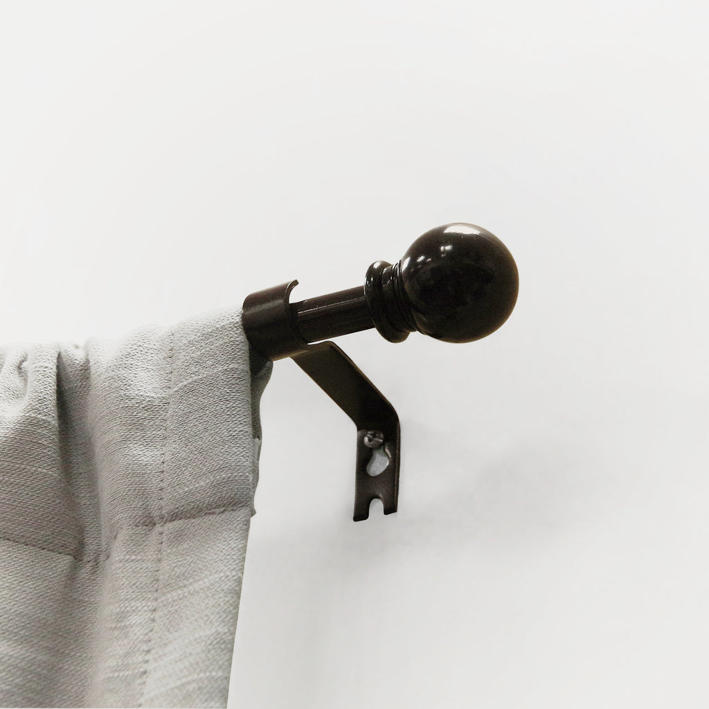 5/8" Drapery Single Curtain Rod Set with ball finials_Brown