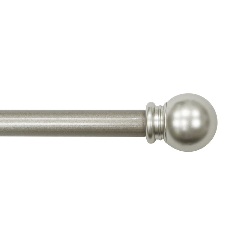 5/8" Drapery Single Curtain Rod Set with ball finials_Silver