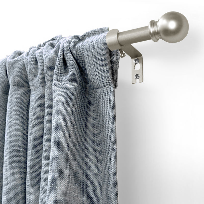 5/8" Drapery Single Curtain Rod Set with ball finials_Silver