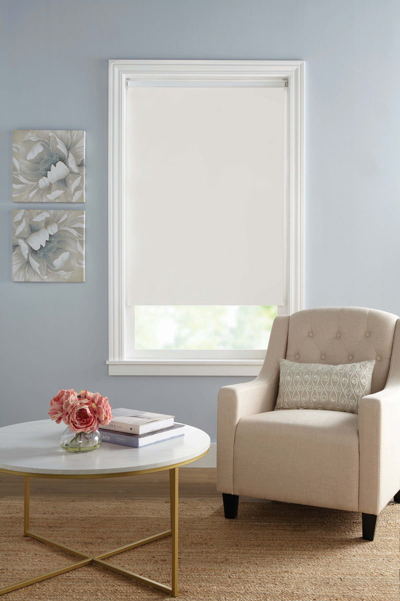 Cordless Cut-to-Size Slow Release Blackout Fabric Roller Shade_White