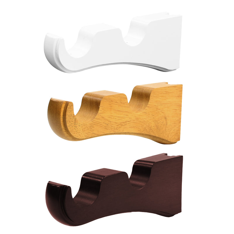 Wood Double Curtain Rod Bracket in White/Heritage Oak/Mahogany for 1-3/8 in. pole